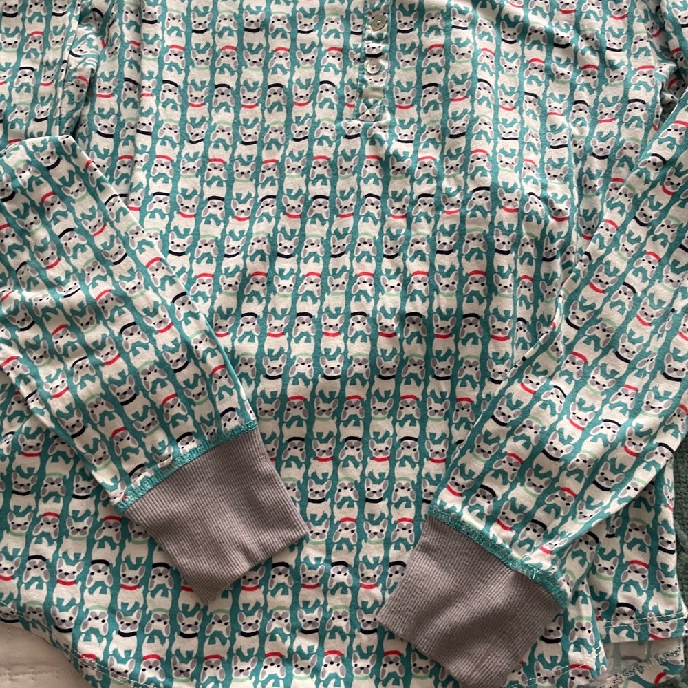 Cuddl Duds Green and Gray Frenchie Pajama Set with Soft Fabric - Picture 5 of 8